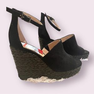 Black Espadrille Wedges